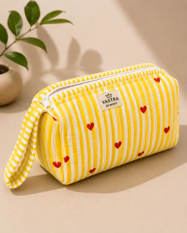 Rajwadi_Heartline_yellow_Stripes_Cotton_Quilted_Multi_Compartment_Organizer_Pouch_