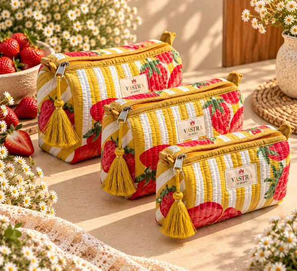 Yellow_Stripe_Strwaberry_Pouch_Set_Of_3