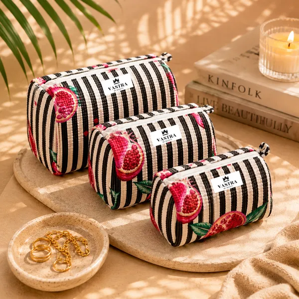 Pomegranate_Black_Stripes_Pouch_set_of_3_by_Vastra_by_Monty