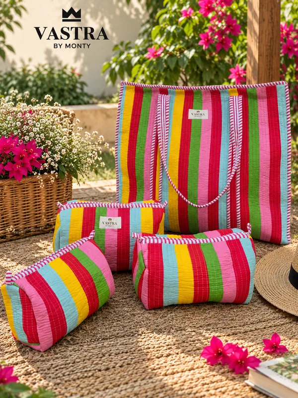 Lobster_Blue_Stripes__Large_Tote_Bag_and_Pouch_set_combo_by_Vastra_by_Monty