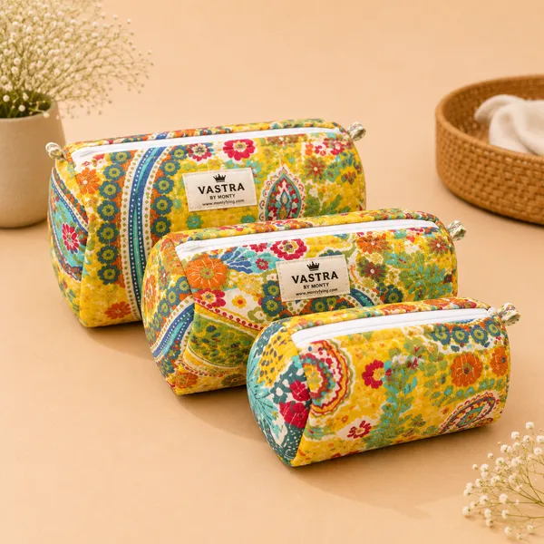 Yellow_Floral_Quilted_Cotton_Pouch_Set_of_3