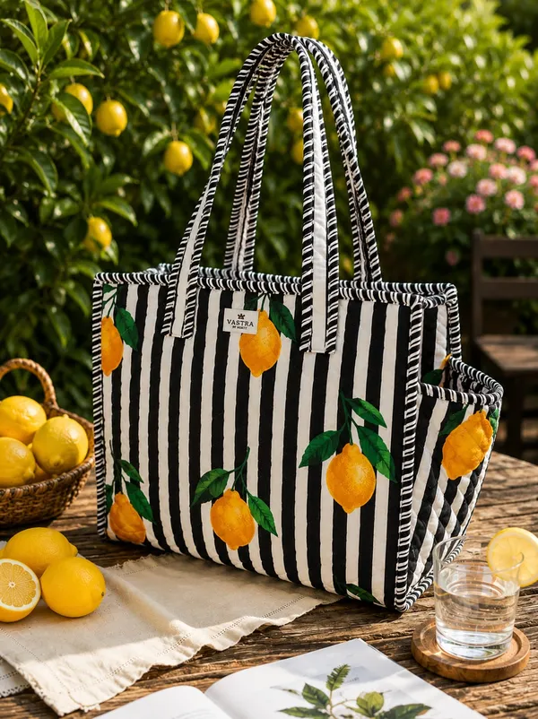 Black-Stripe_Lemon_Cotton_Quilted_Small_Tote_Bag