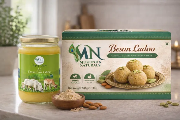 Besan_Ladoo_500G_And_A2_Gir_Cow_Ghee_Pure_And_Traditional_Bilona_Method_Desi_Cow_Ghee_Grass_Fed_And_Nutrient_Rich_A2_Ghee_For_Cooking_And_Ayurveda_Glass_Bottle_500Ml