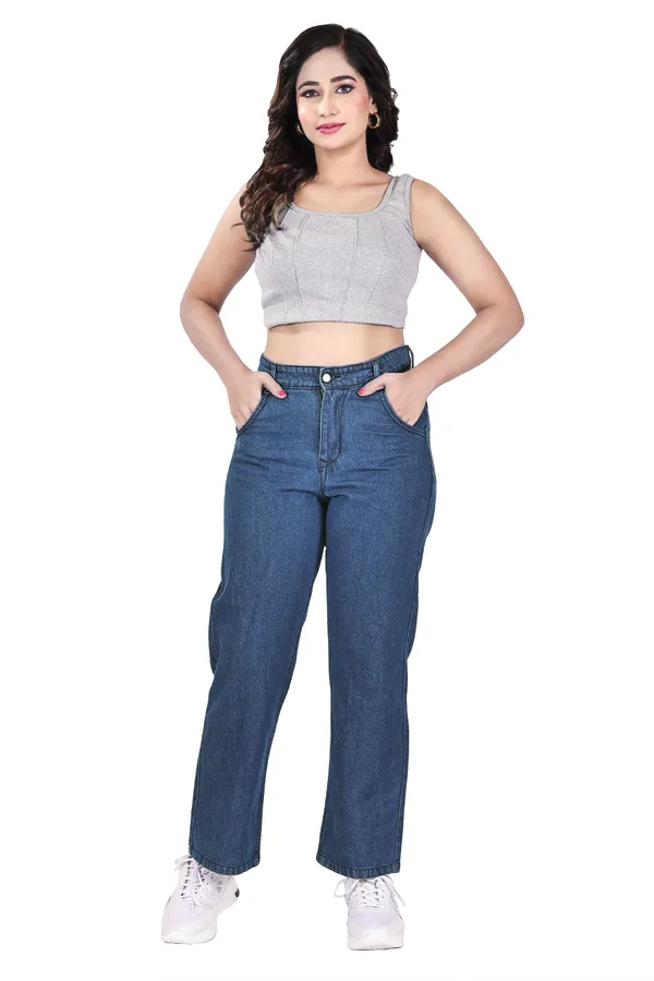 Blue_Cotton_Blend_High_Waisted_Wide_Leg_Pant_For_Women