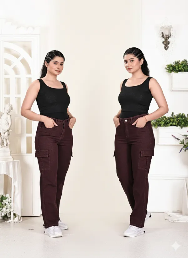 Maroon_Cotton_Cargo_Pants_For_Women