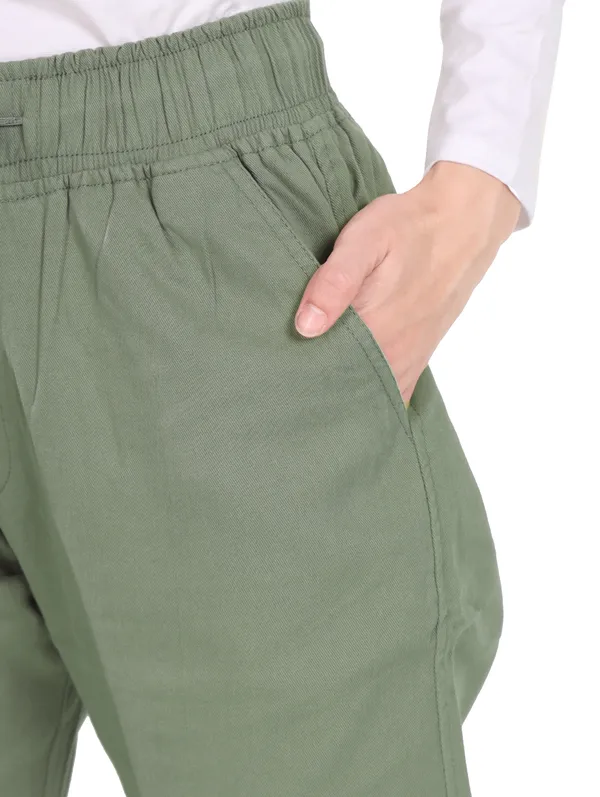 Olive_Green_Denim_Joggers_For_Women