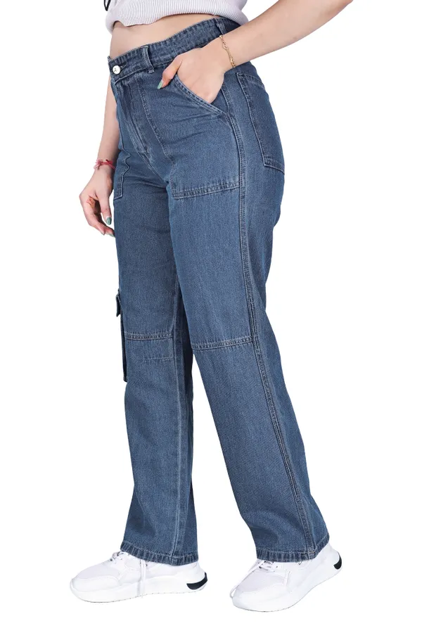 Blue_Wash_Cotton_Cargo_Pants_For_Women