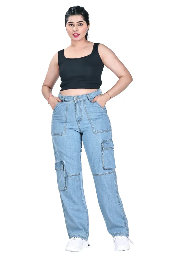 Light_Blue_Denim_Cargo_Pants_For_Women