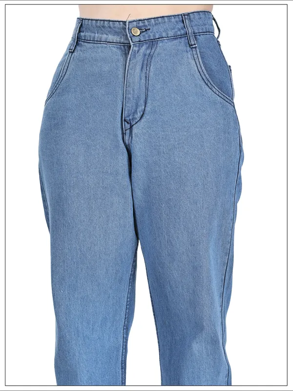 Light_Blue_Denim_High_Waist_Straight_Leg_Pant_For_Women