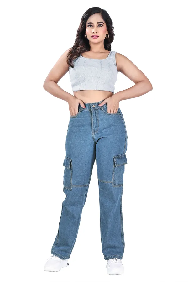 Blue_Denim_Cargo_Pants_For_Women