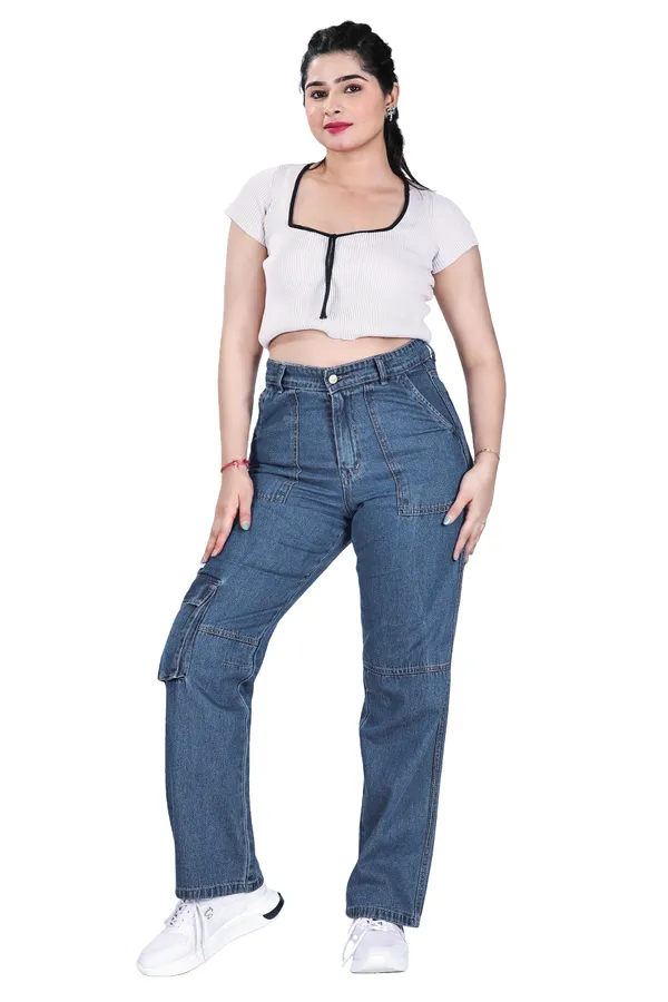 Blue_Wash_Cotton_Cargo_Pants_For_Women