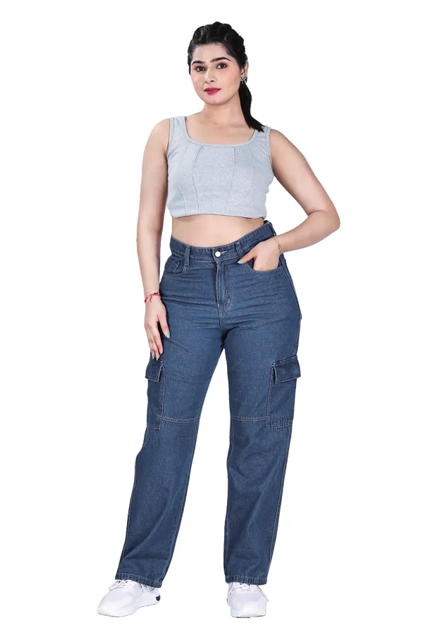 Blue_Denim_Cargo_Pants_For_Women