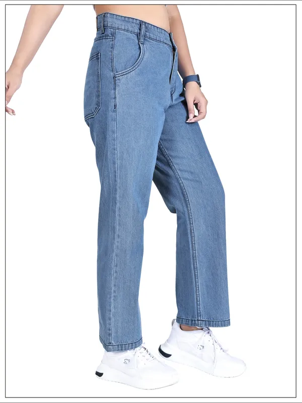 Light_Blue_Denim_High_Waist_Straight_Leg_Pant_For_Women