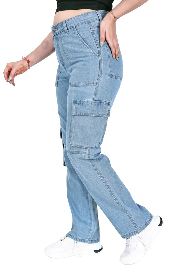 Light_Blue_Denim_Cargo_Pants_For_Women