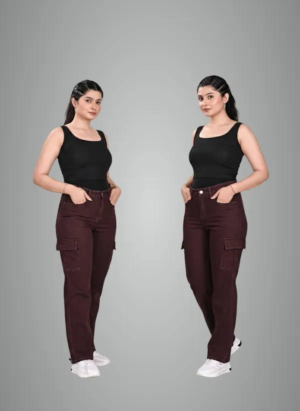 Maroon_Cotton_Cargo_Pants_For_Women