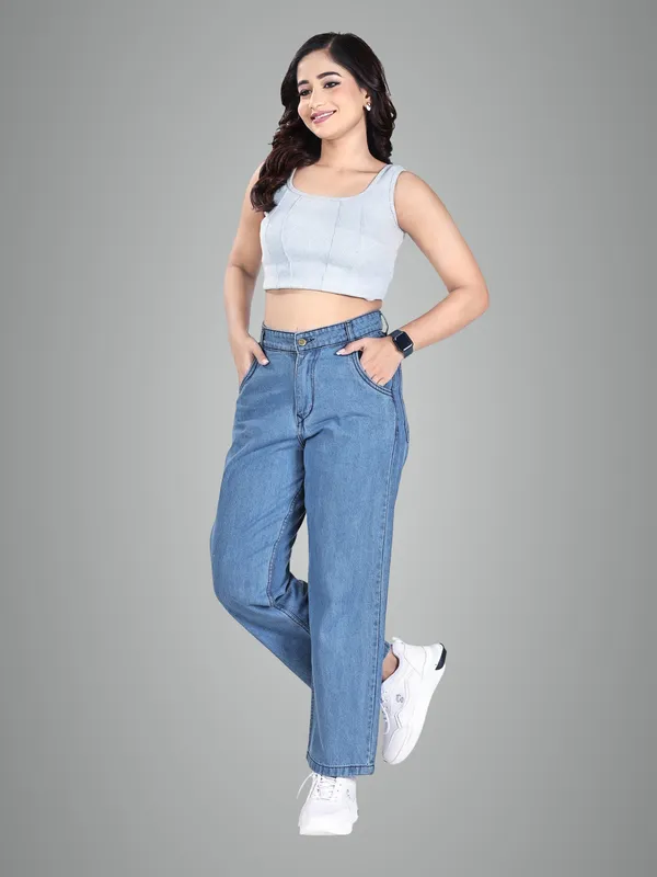 Light_Blue_Denim_High_Waist_Straight_Leg_Pant_For_Women