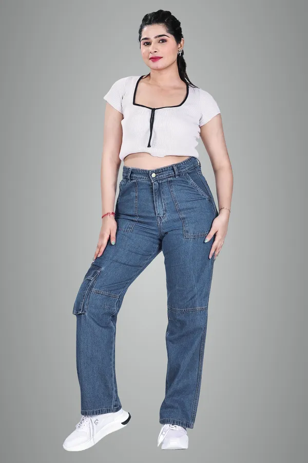 Blue_Wash_Cotton_Cargo_Pants_For_Women