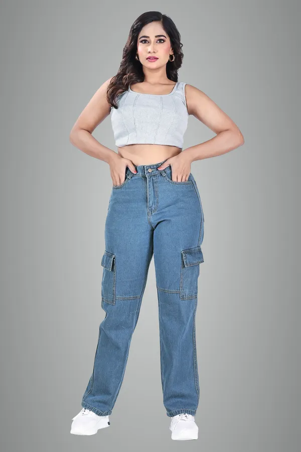 Blue_Denim_Cargo_Pants_For_Women