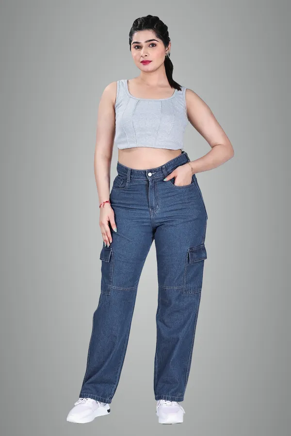 Blue_Denim_Cargo_Pants_For_Women