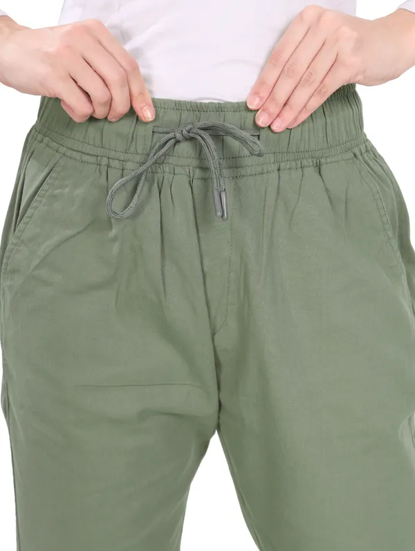 Olive_Green_Denim_Joggers_For_Women