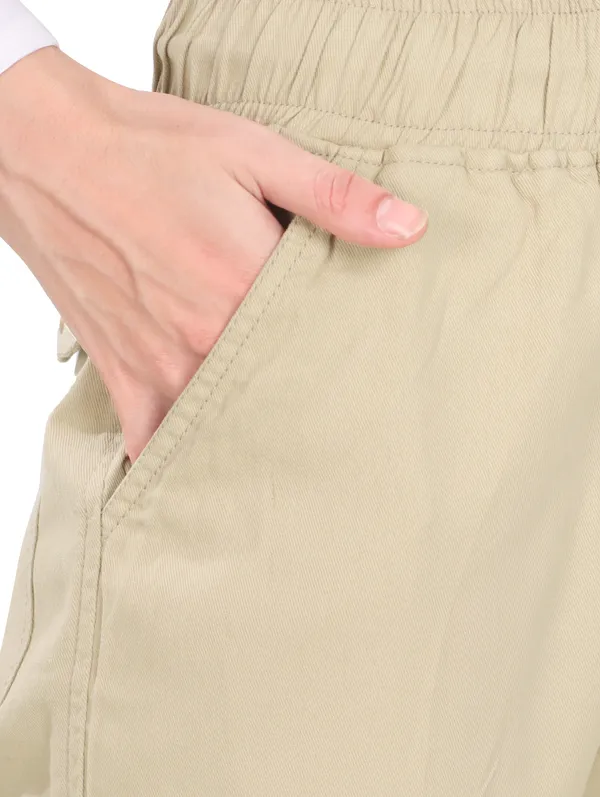 Beige_Cotton_Cargo_Pants_For_Women