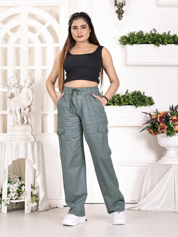 Sage_Green_Cotton_Cargo_Pants_For_Women