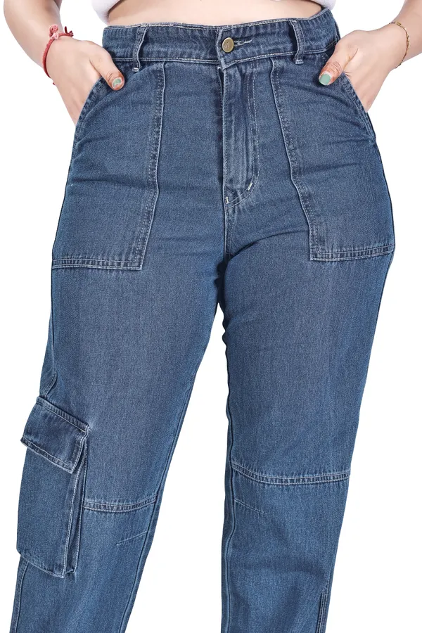 Blue_Wash_Cotton_Cargo_Pants_For_Women