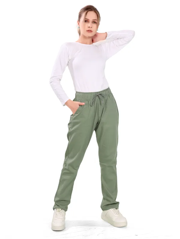 Olive_Green_Denim_Joggers_For_Women