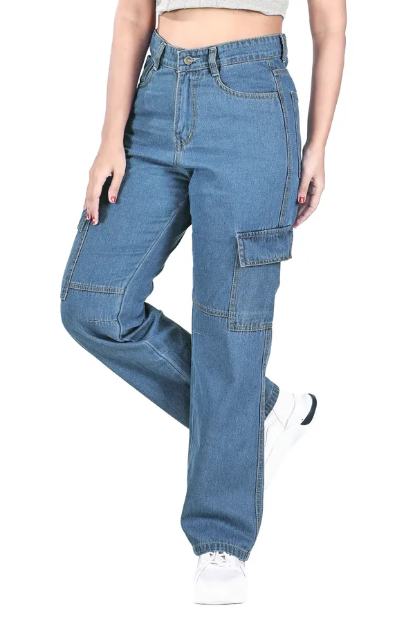 Blue_Denim_Cargo_Pants_For_Women