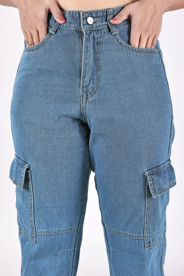 Blue_Denim_Cargo_Pants_For_Women