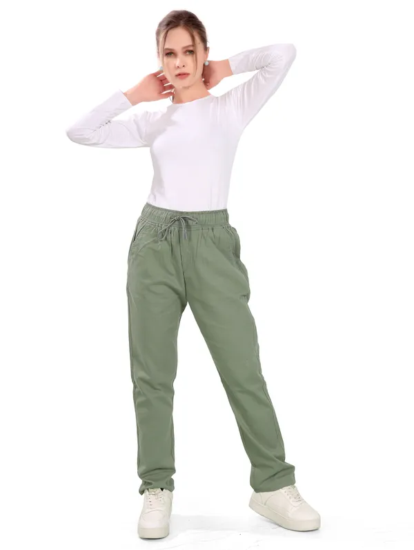 Olive_Green_Denim_Joggers_For_Women