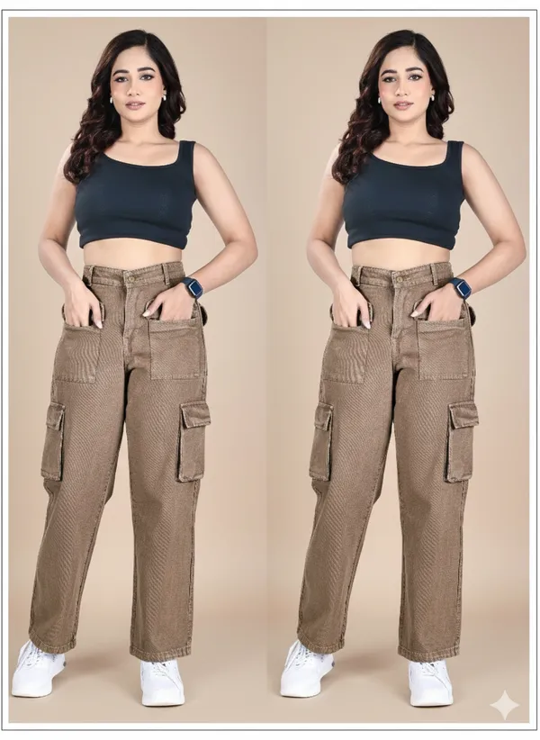 Brown_Cotton_Cargo_Pants_For_Women