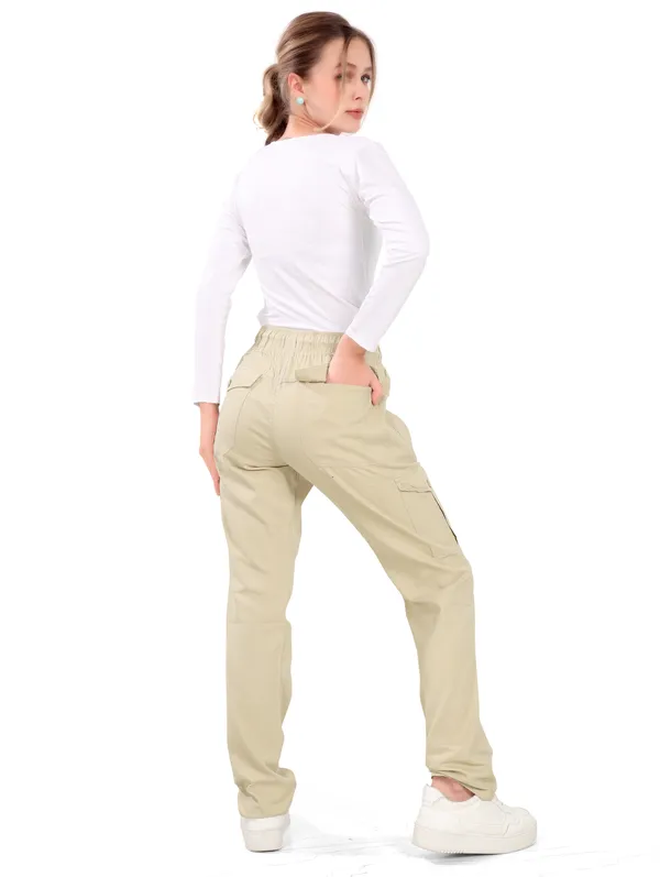 Beige_Cotton_Cargo_Pants_For_Women