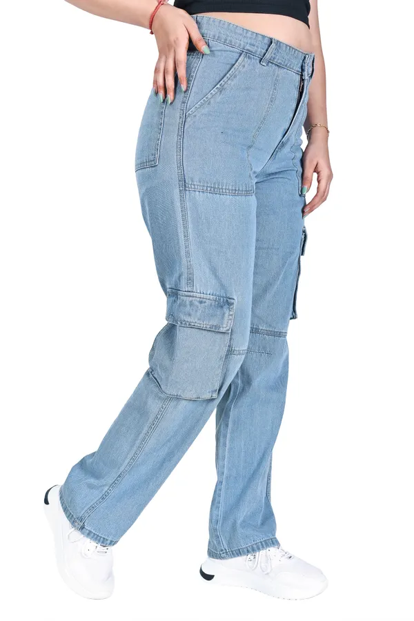 Light_Blue_Denim_Cargo_Pants_For_Women