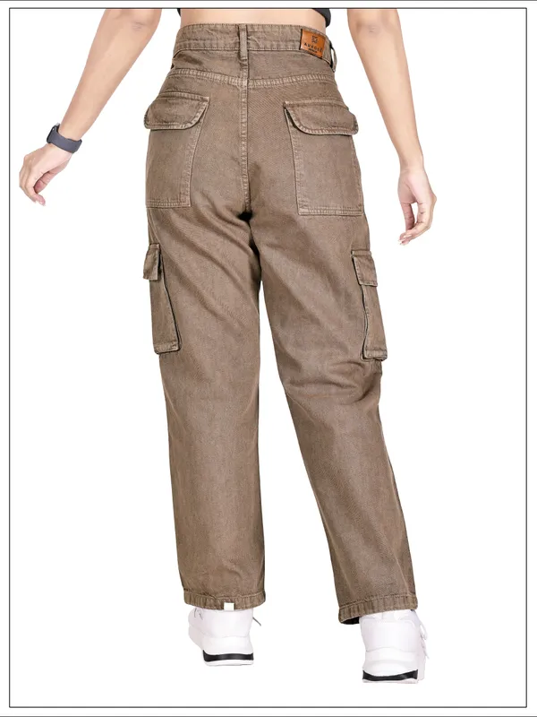 Brown_Cotton_Cargo_Pants_For_Women