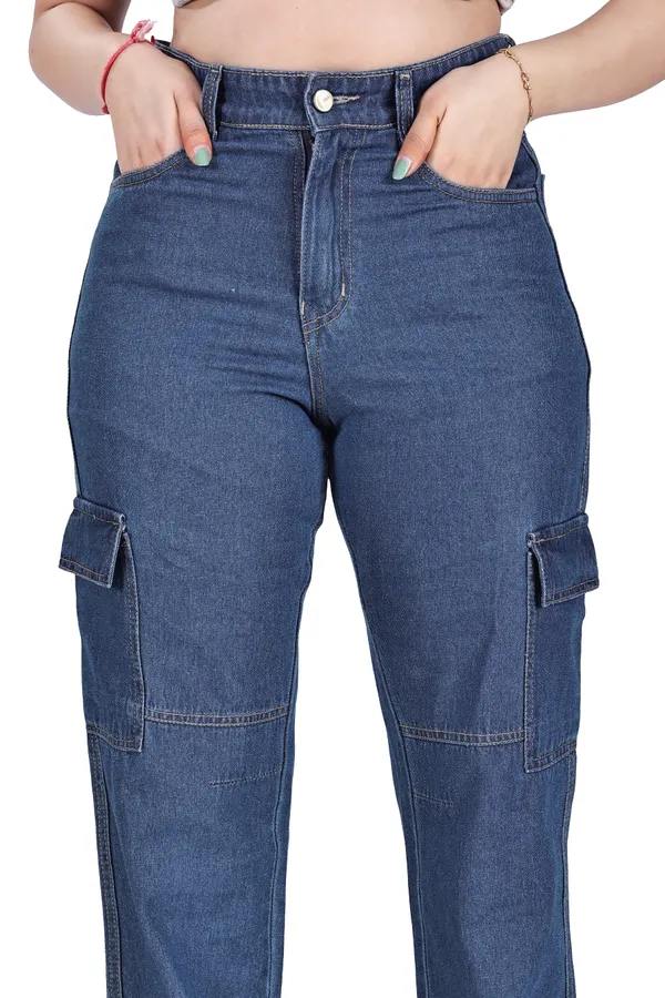 Blue_Denim_Cargo_Pants_For_Women