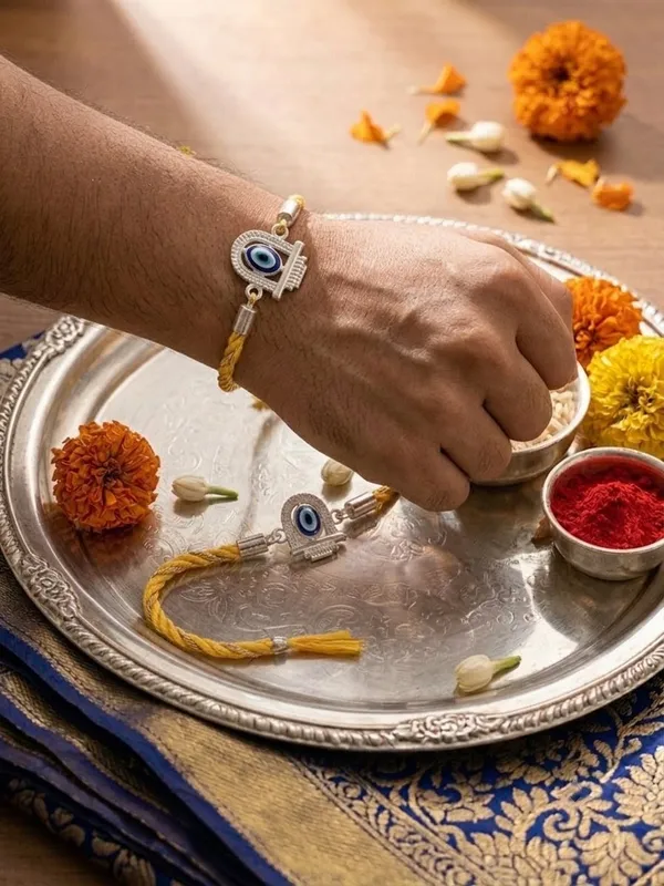 Premium_Handcrafted_Silver_Evil_Eye_Shiva_Rakhi_with_Twisted_Cord