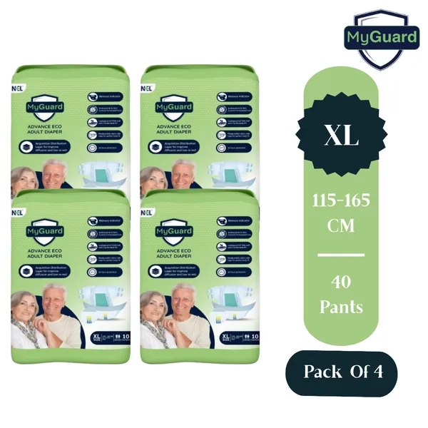 MYGUARD_Premium_Adult_Diaper_Tape_Style|_(Extra_Large)_XL_40_Count|_Waist_(115-165cm|46-64_Inch)|_Wetness_Indicator|_Extra_Absorbent|_Leak_Lock_&_Odor_Control|_Super_Soft_&_Comfortable|_Pack_of__4