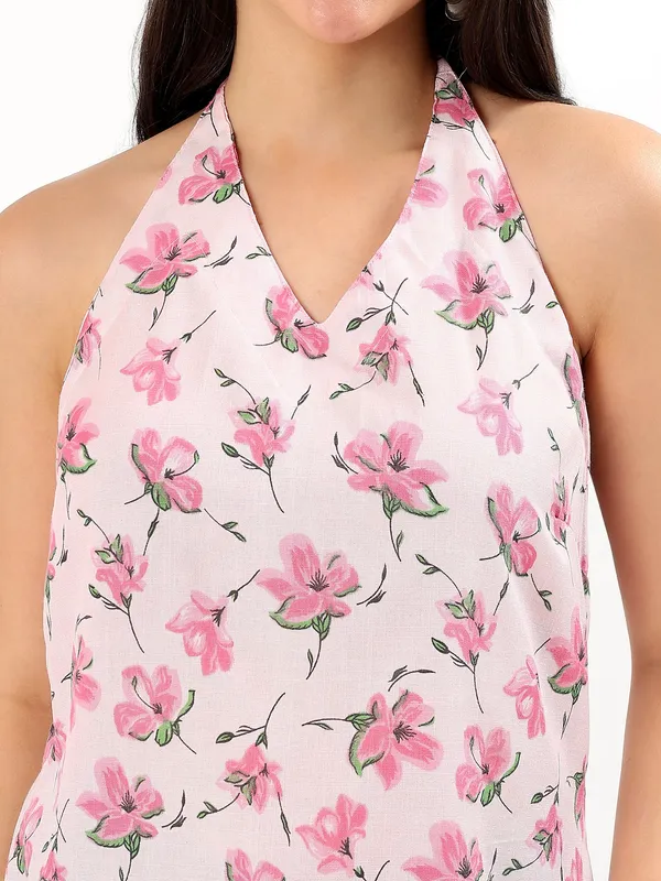 Pink_Floral_Halter_Neck_Cotton_Top_For_Women