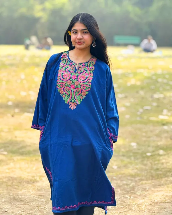 Navy_Blue_Kashmiri_Embroidered_Kurti_Elegant_Ethnic_Wear_For_Women