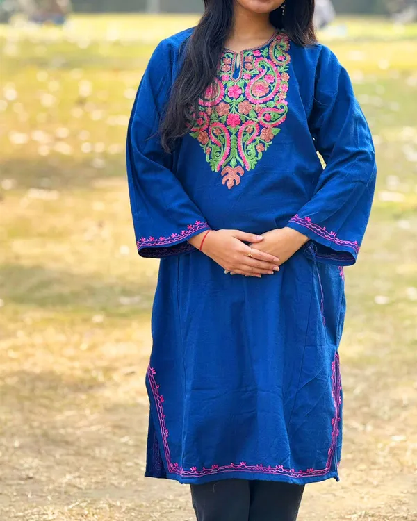 Navy_Blue_Kashmiri_Embroidered_Kurti_Elegant_Ethnic_Wear_For_Women
