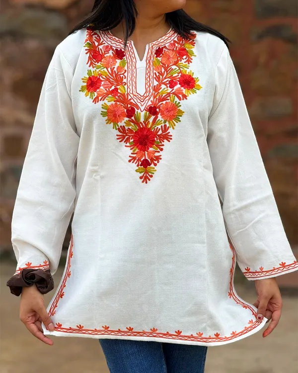 White_Floral_Kashmiri_Embroidered_Kurti_Elegant_Everyday_Ethnic_Wear_For_Women
