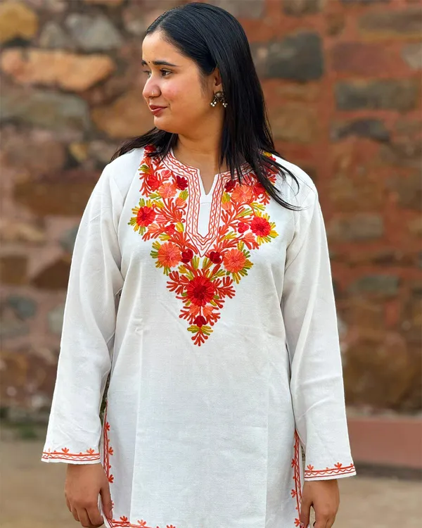White_Floral_Kashmiri_Embroidered_Kurti_Elegant_Everyday_Ethnic_Wear_For_Women
