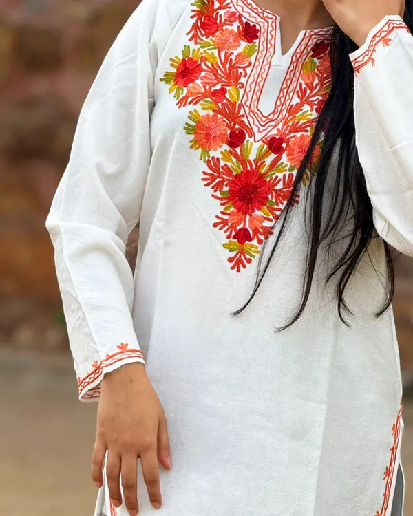 White_Floral_Kashmiri_Embroidered_Kurti_Elegant_Everyday_Ethnic_Wear_For_Women