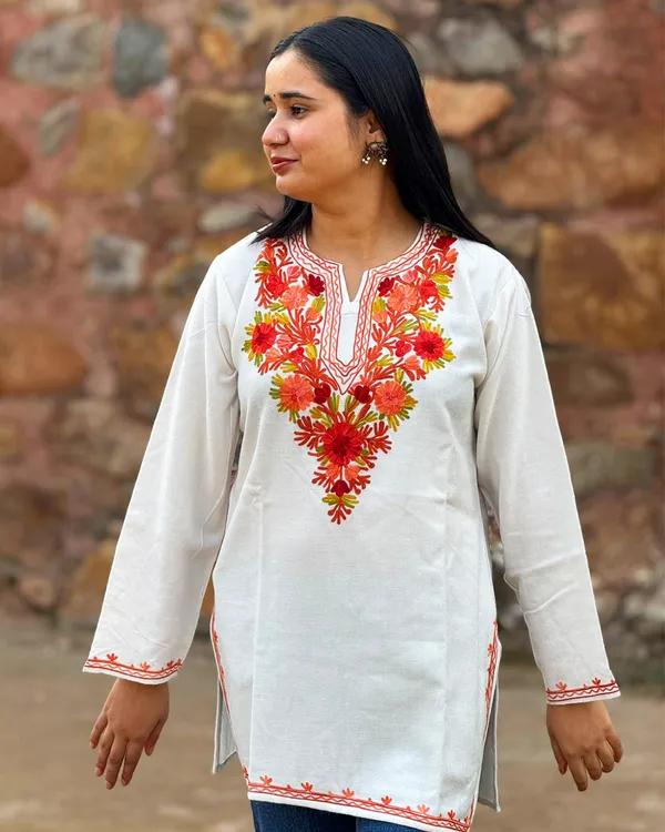 White_Floral_Kashmiri_Embroidered_Kurti_Elegant_Everyday_Ethnic_Wear_For_Women