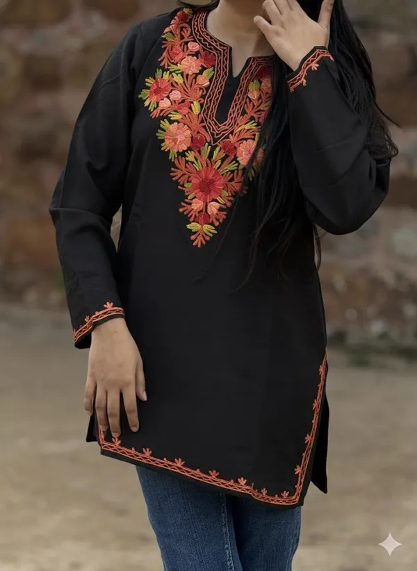 Deep_Black_Floral_Kashmiri_Embroidered_Kurti_Elegant_Everyday_Ethnic_Wear_For_Women