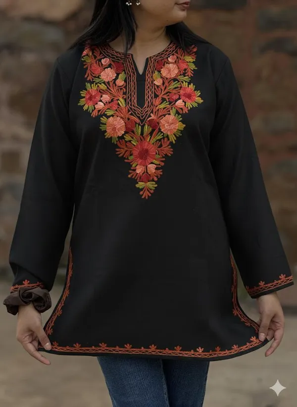 Deep_Black_Floral_Kashmiri_Embroidered_Kurti_Elegant_Everyday_Ethnic_Wear_For_Women