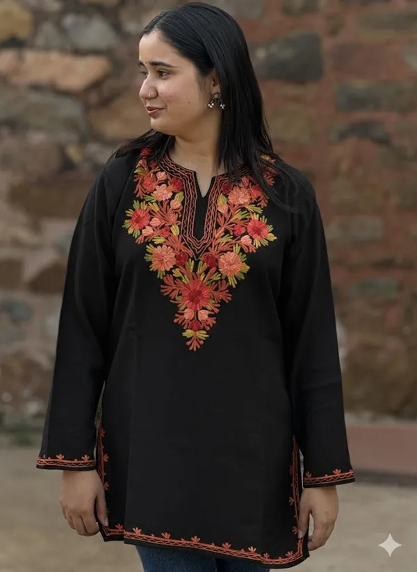 Deep_Black_Floral_Kashmiri_Embroidered_Kurti_Elegant_Everyday_Ethnic_Wear_For_Women