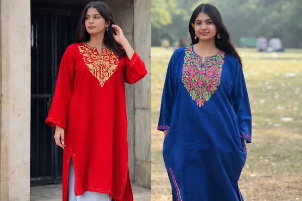 Navy_Blue_And_Red_Kashmiri_Embroidered_Kurti_Elegant_Ethnic_Wear_For_Women_Pack_Of_2