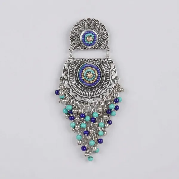 Multicolor_Metal_Flower_Earrings_With_Beaded_Dropdown_For_Women